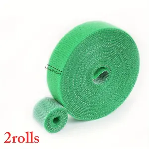 2 Rolls Plant Ties, Green Garden Tape for Climbing Plants, Reusable Nylon Plant Support Straps