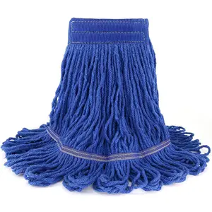 Blue Loop End Commercial String Mop Head 80% Cotton 6 Inch Headband Durable Heavy Duty Industrial & Commercial Use Absorbent Mop Head Replacement