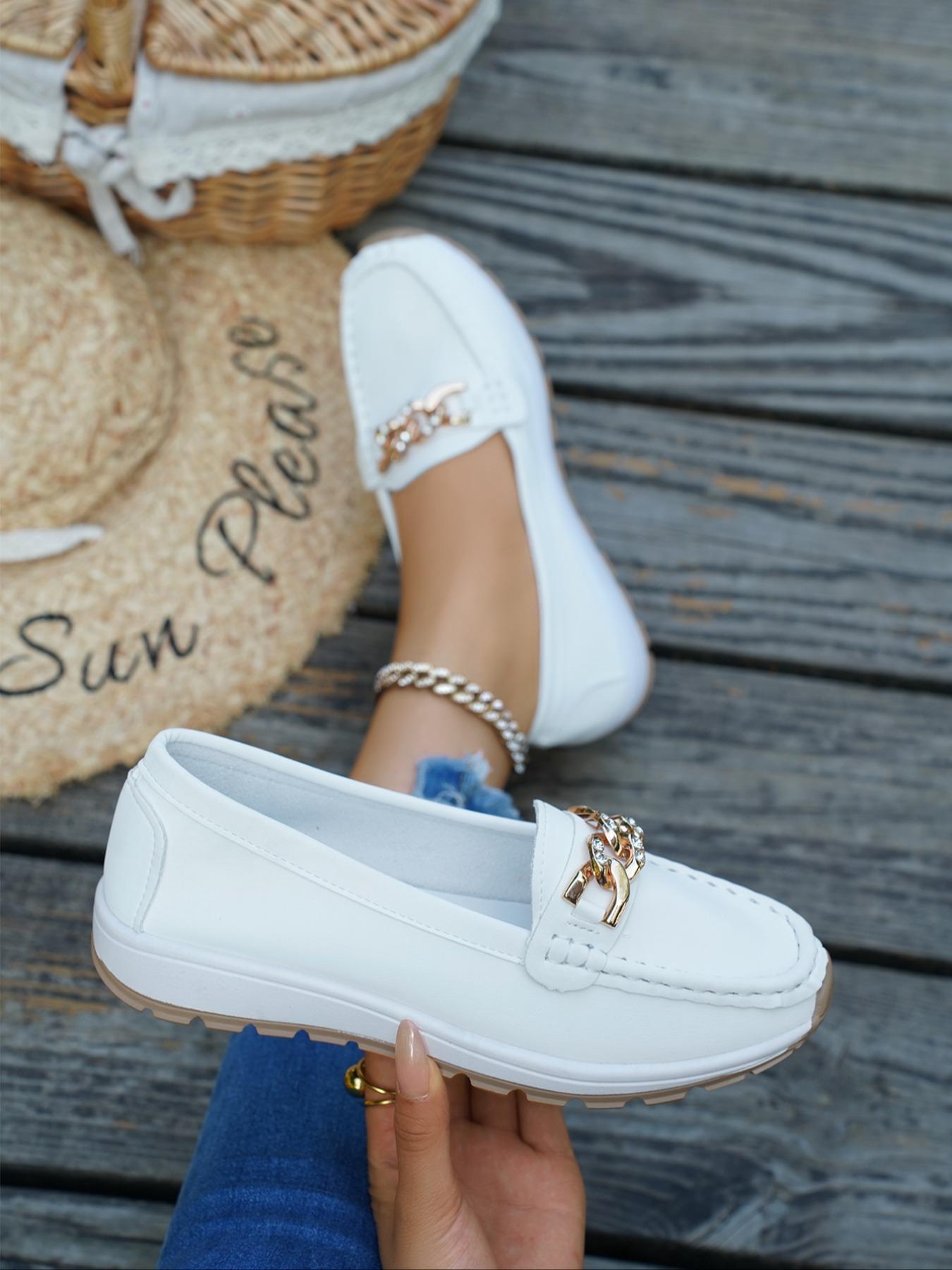 Women's Fashionable Solid Color Slip on PU Leather Loafers, Casual Comfortable Shoes for Daily Wear, Lightweight Breathable Shoes for All Seasons, Girl