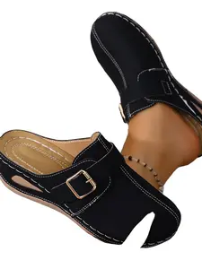 Spring Summer Casual Slip-On Sandals, Side Cut-Out Anti-Slip Thick Sole, Home & Shopping Use, Women's Comfortable Slippers