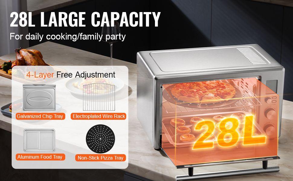 VEVOR Countertop Convection Oven 28L Toaster Baker 10-IN-1 1800W for Home Use