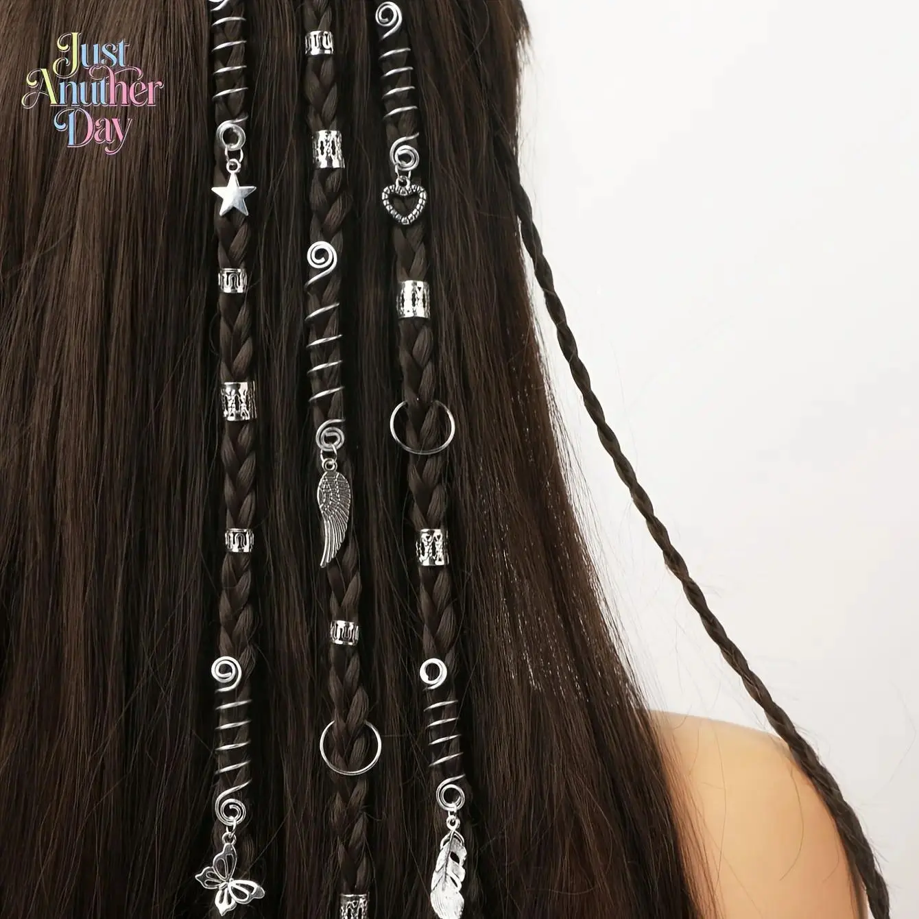 35Pcs Boho Dreadlock Hair Jewelry Set - Star, Heart, Butterfly Braids Beads, Rings, Unique Accessories, Funky Unique Jewelry for Festival Party Hair Decor