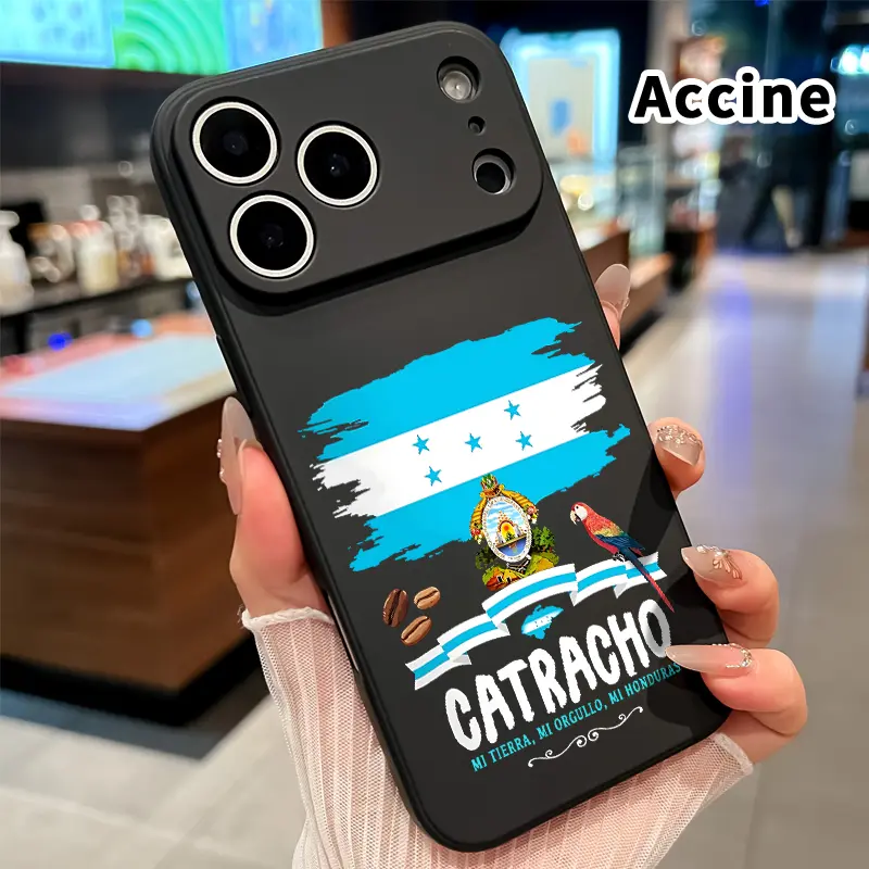 Honduras Pride Symbol Pattern Straight Edge Protective Slim Fit Cellphone Case for iPhone 17,15,16,14 Pro Max,13,12,11,XR,XS Plus,Air; E-Shockproof, Full Camera Protection, Durable Liquid Silicone Devices Accessories Casing, Iphone Series, Tpu Shell