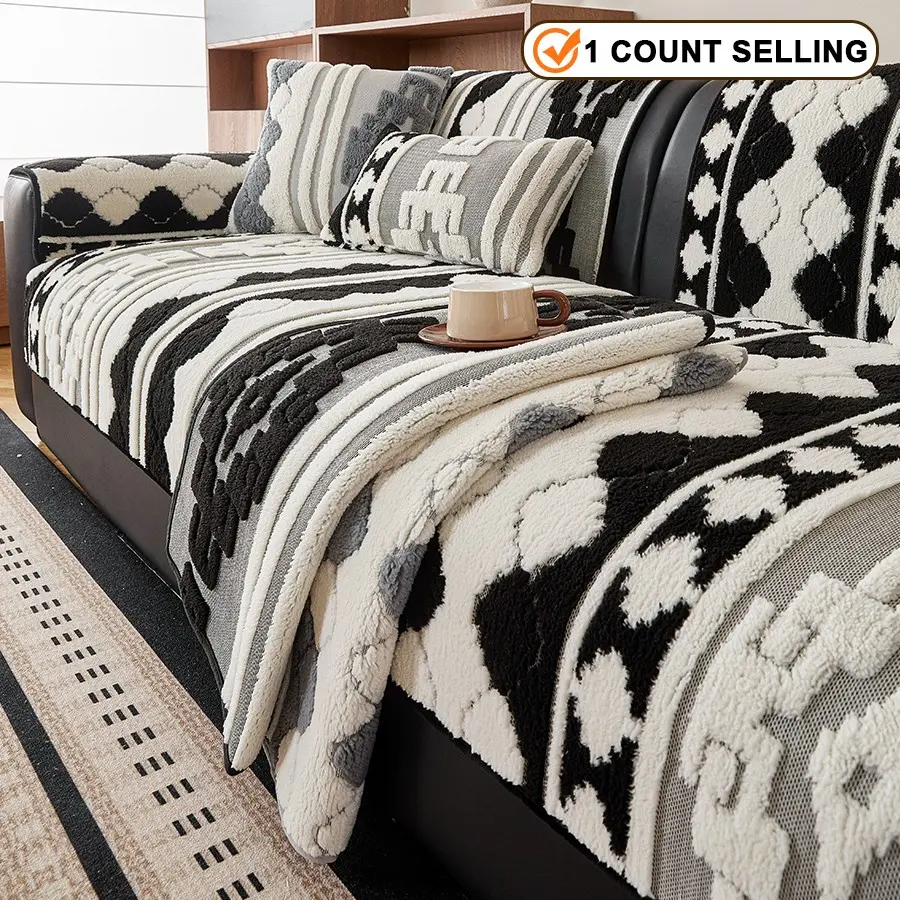 1pc plush sofa cushion, pet-friendly for all seasons, with smooth texture, anti-slip and machine washable protective cover, suitable for home decor in offices, bedrooms, living rooms, bay windows, and more as sofa cushions and covers