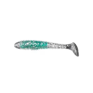 DeepJaw Outfitters 20pcs Per Box Ribbed Threaded T-Tail Soft Worm Fishing Lures, Sinking Bionic Glitter Infused PVC Swimbaits, Multi-Color Assorted Soft Plastic Grub Tackle for Largemouth Smallmouth Bass Freshwater Angling