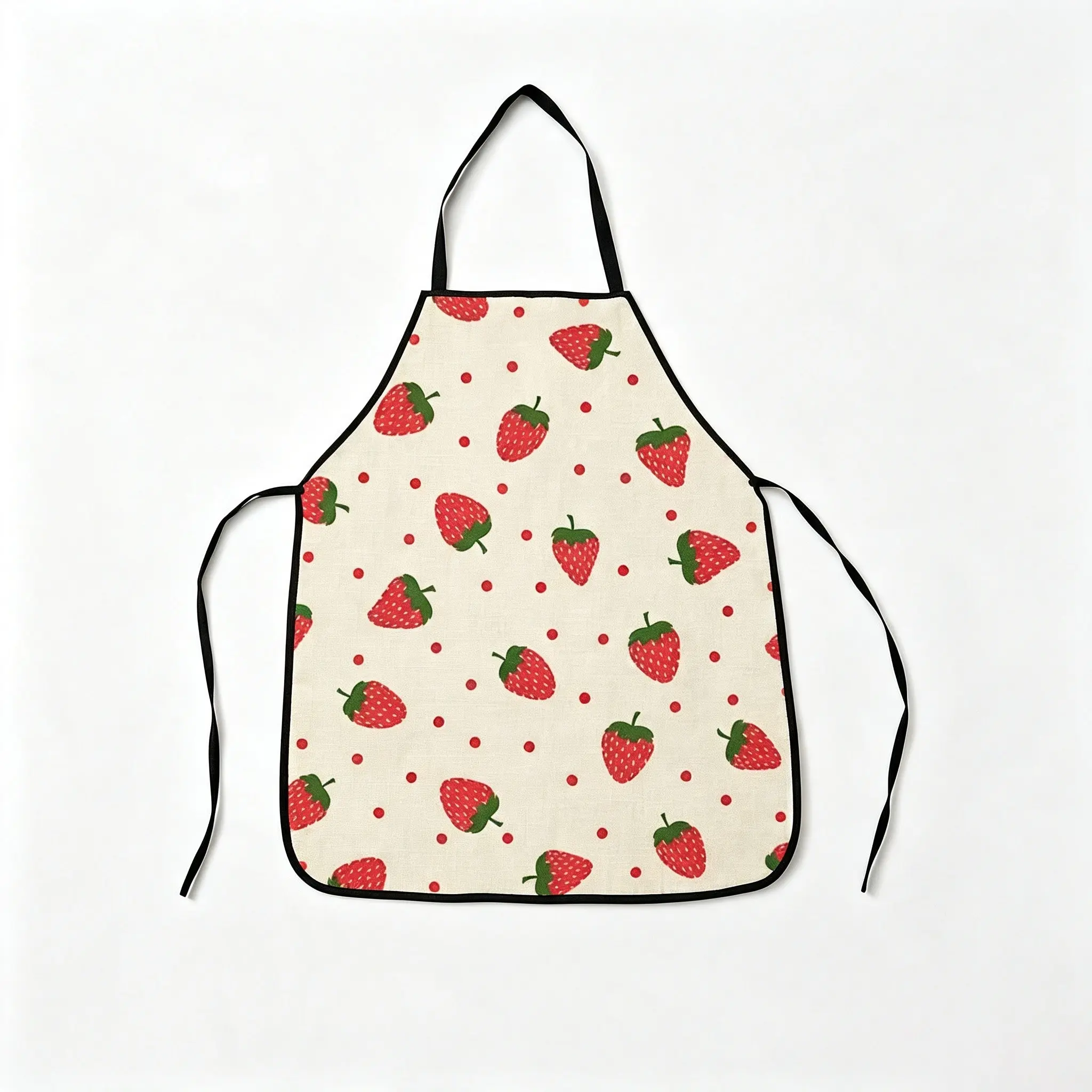Cute Strawberry Polka Dot Apron, Summer Kitchen Cooking Apron, Classic Retro Fruit Baking Apron for Women and Kids, Fast Shipping