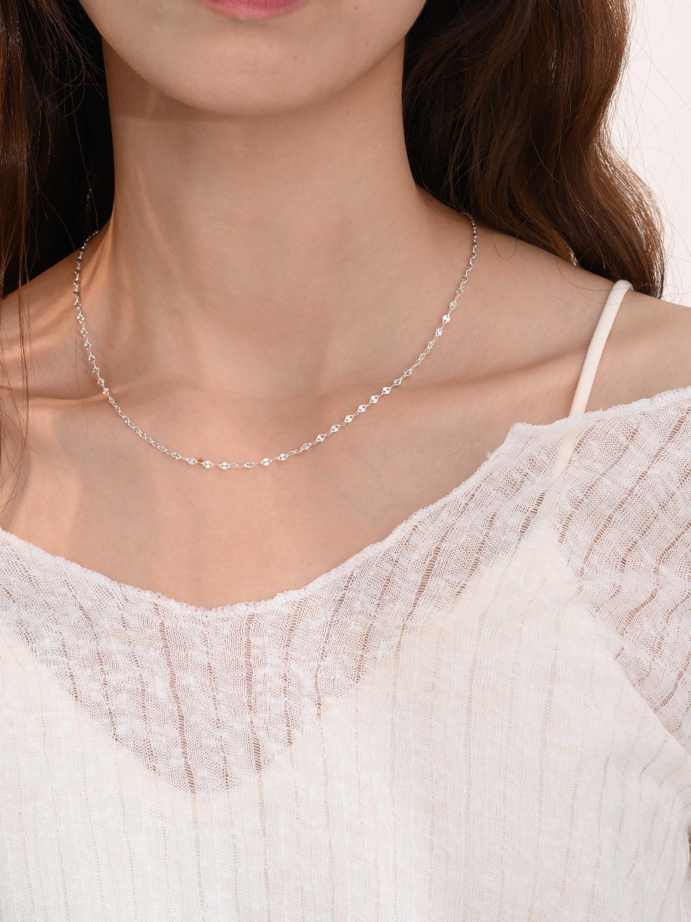 S999 Sterling Silver Simple Necklace, Minimalist Sparkling Necklace, Fashion Jewelry Accessories for Women As Gift