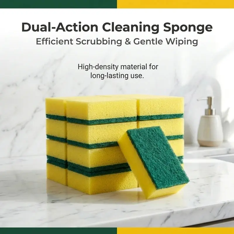 5/10pcs double-layer sponge, kitchen cleaning sponge, dishwashing sponge, multi-purpose cleaning sponge, size 10 x 7 x 3cm