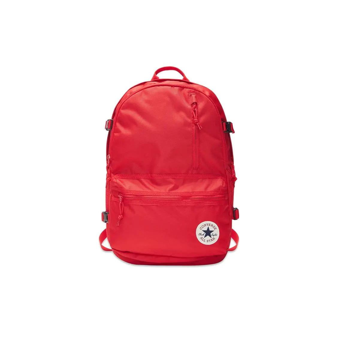 Converse Logo Zippered Backpack with Adjustable Straps – Polyester Unisex Casual Bag in Red