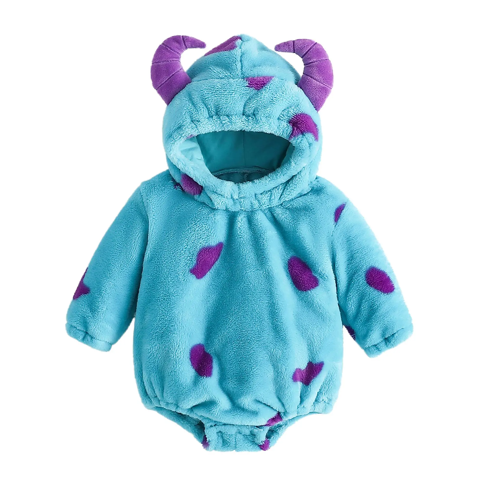Baby Boys Girls Halloween Costume Flannel Rabbit Costume Role Play Hooded Long Sleeve Rompers Animal Cosplay Jumpsuits