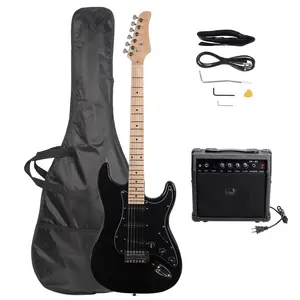 Stylish Electric Guitar Kit with Amp, Black Pickguard, Complete Beginner Starter Set with Bag Strap Picks Accessories for Home Practice & Performance