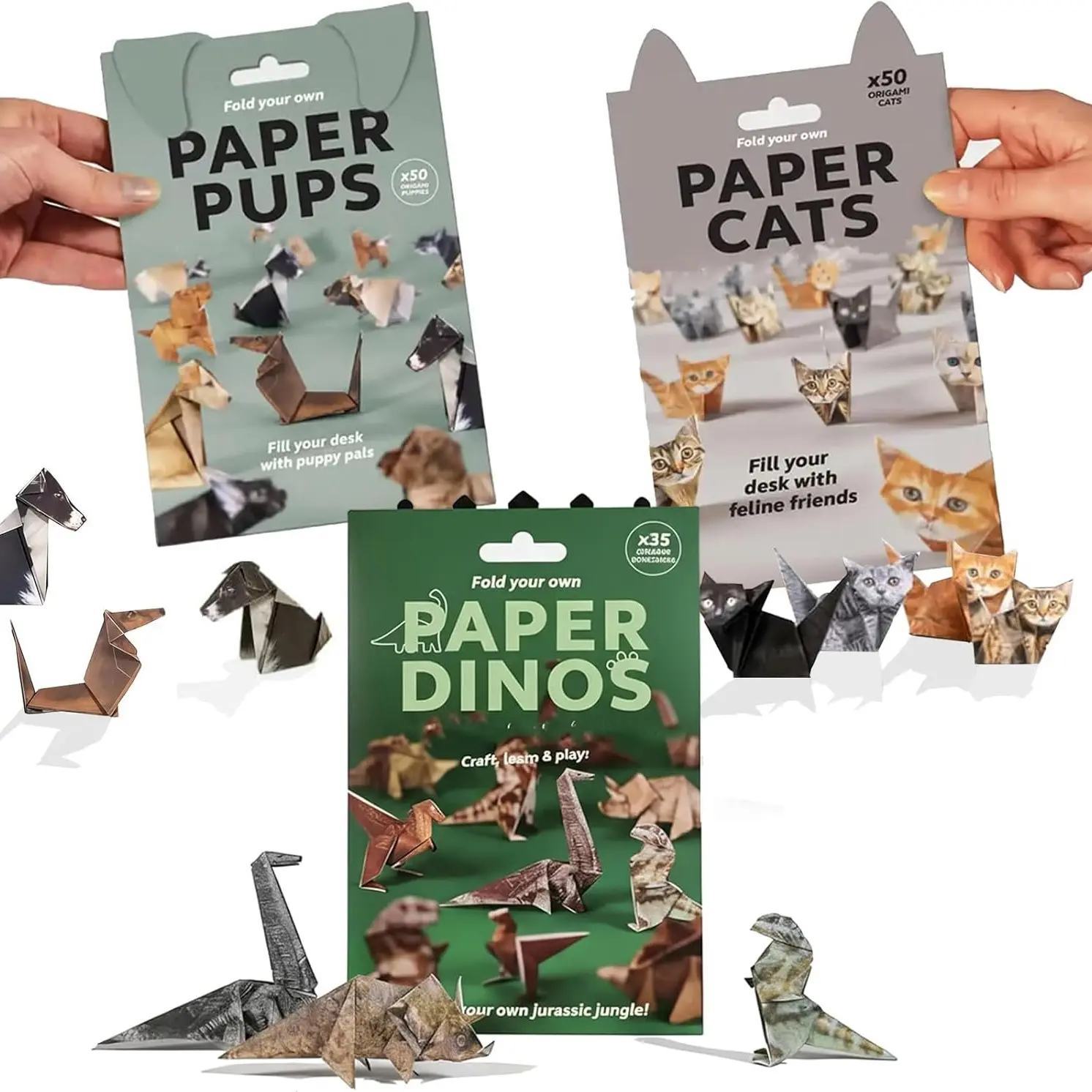 DIY Origami Animal Craft Kit, Step-By-Step Instruction Book, Pre-Cut Foldable Paper, No Glue, Easy Art Activity, Ideal Christmas Gift