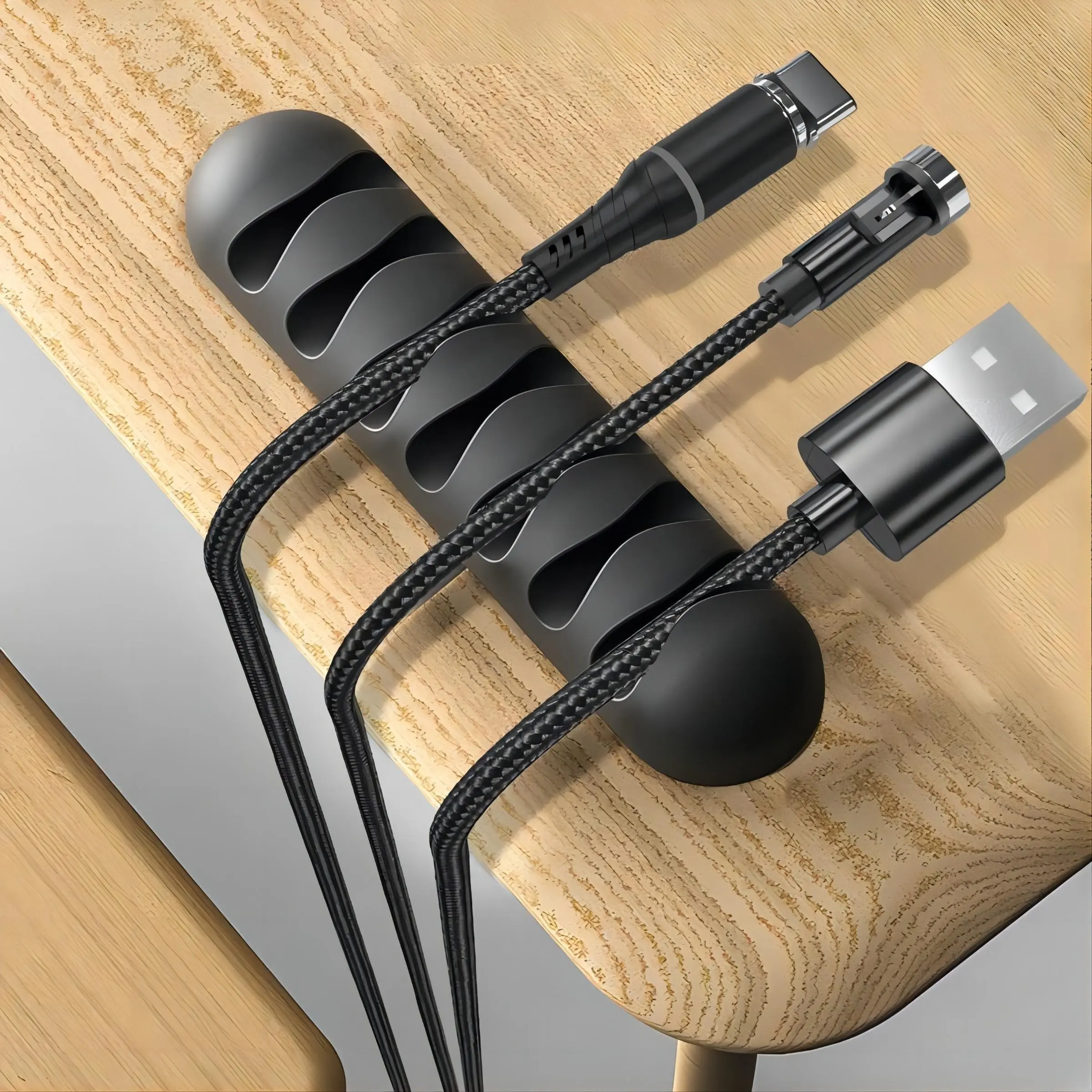 2-Pack 7-Port Desktop USB Cable Organizer, Multi-Slot Cable Management Clip, Home Network Cables, Office Data Cables, Charging Wires Holder, Charging Cord Organizer