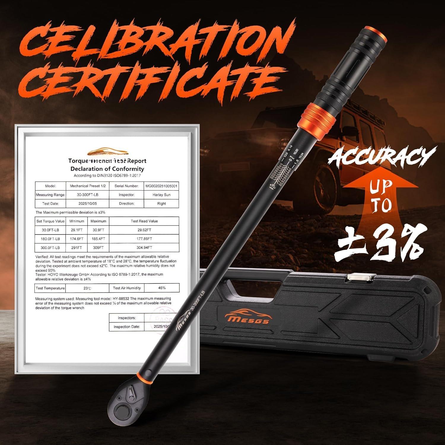 1/2-Inch Drive Click Torque Wrench 30-300 Ft.Lb/40.7-406.8 Nm, Dual-Direction 72 Adjustable,Dual Range Scale, +-3% Torque use Product Assembly and Repair 1/2-Inch Drive Click Torque Wrench 30-300 Ft.Lb/40.7-406.8 Nm, Dual-Direction 72 Adjustable,Dual Range Scale, +-3% Torque use Product Assembly and Repair