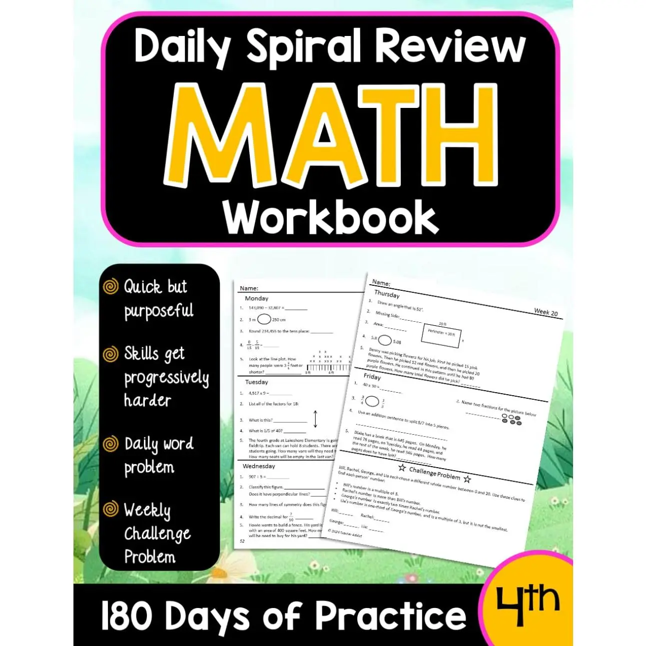 Daily Spiral Review Math Workbook for 4th Grade: Math Practice Workbook (Daily Spiral Review Math Workbooks) - Paperback