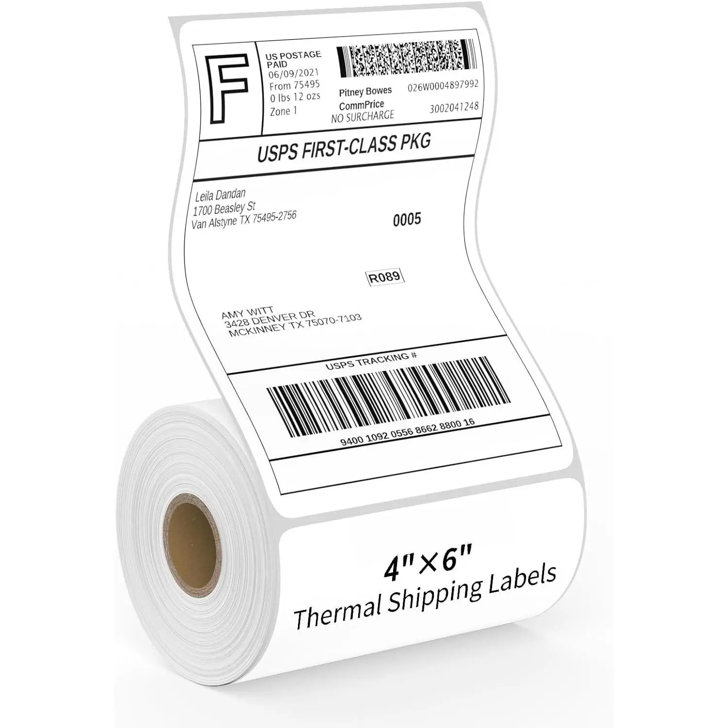 4"X6" Thermal Shipping Labels, 4X6 Labels,White Mailing Shipping Labels, Perforated, 250 Labels,Compatible with iDPRT, JADENS and Rollo.