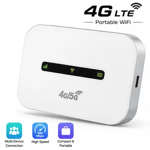 EU Portable Mini 4G LTE Pocket WiFi Hotspot Router, 300Mbps High Speed with 3000mAh Battery, WPA3 Secure Encryption, SIM Card Slot for Travel Business Study Abroad RV Road Trips