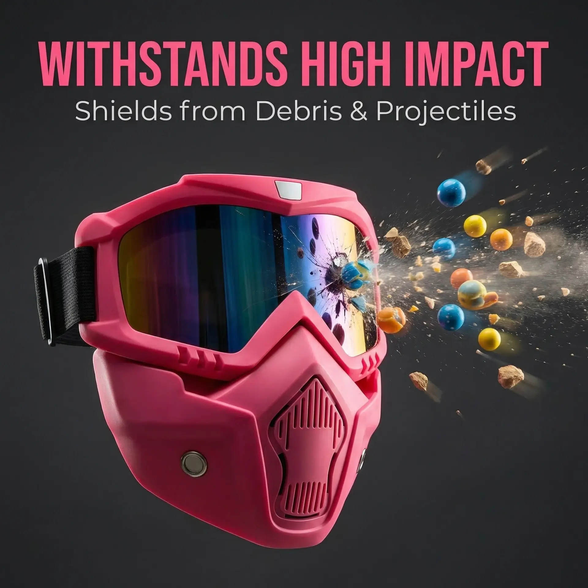 UV-Protective Safety Goggles Anti-Fog Anti-Wind Anti-Sand Anti-Splash Face Mask Suitable for Cycling Motorcycle Off-Road Outdoor Activities