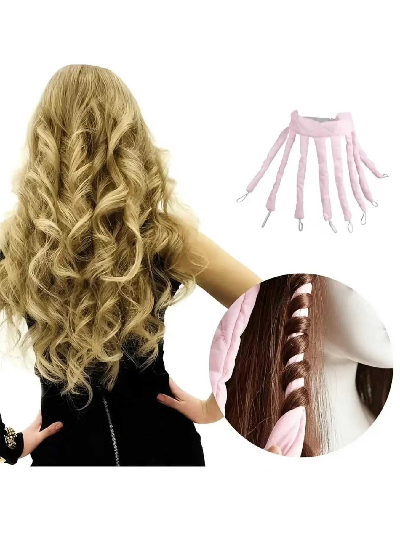 Flexible Silk Satin Octopus Heatless Hair Curling Roller, Sleep-In Overnight No Heat Hair Styler, Portable Hair Styling Accessory, Heat Free Styler