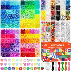 Dowsabel 6 Boxes 120 Colors Pony Beads Bracelet Making Kit, Beads for Jeweley Making with Letter Beads Kandi Beads, DIY Arts and Crafts Birthday Giftsgift