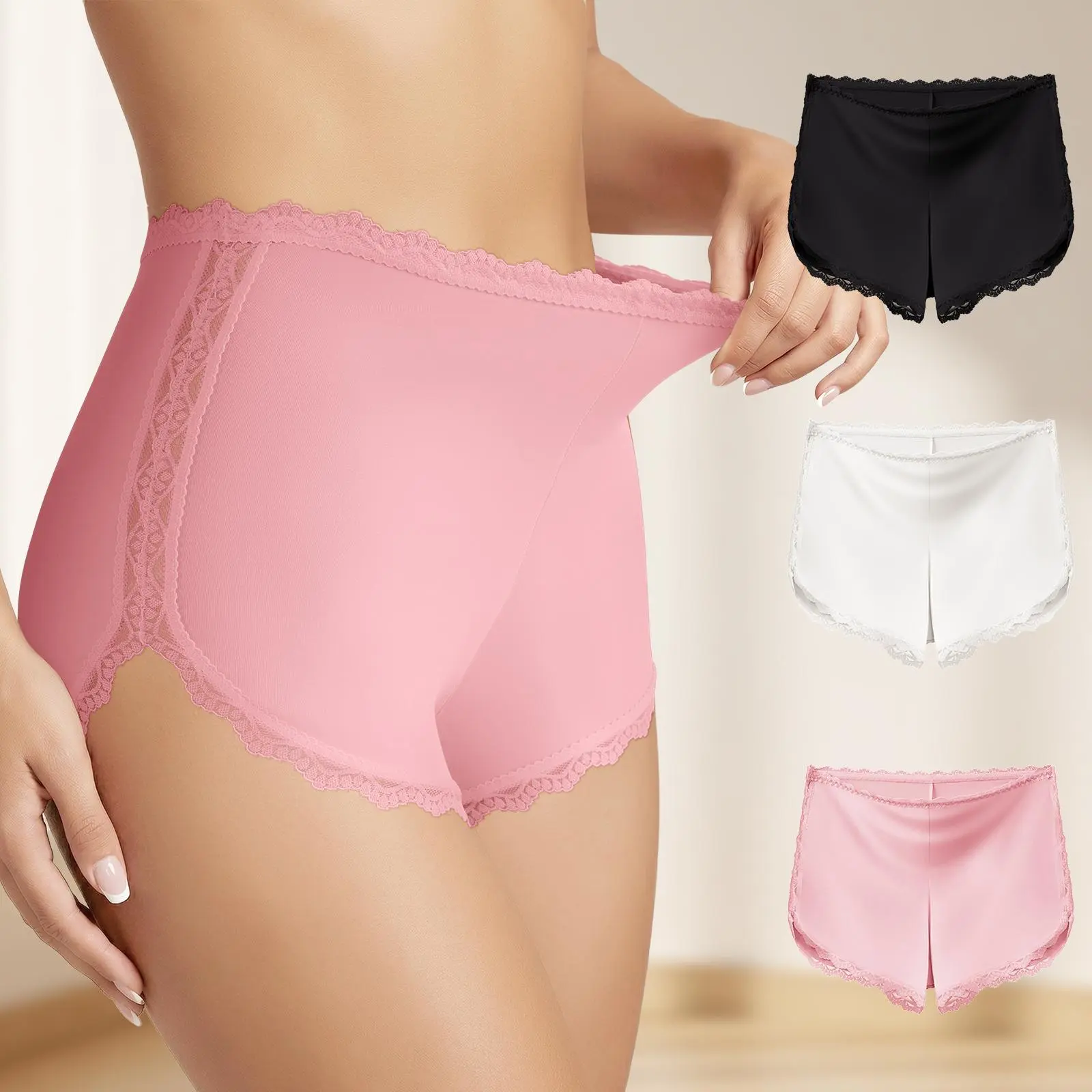 QUASTI 3/6PCS Women Lace Edge Safety Shorts, Low-Rise Loose Boxer Briefs, Anti-Chafing Under Skirt Shorts, Breathable Comfort Fit, Stitched Seams, Multi-Color  for Daily Wear