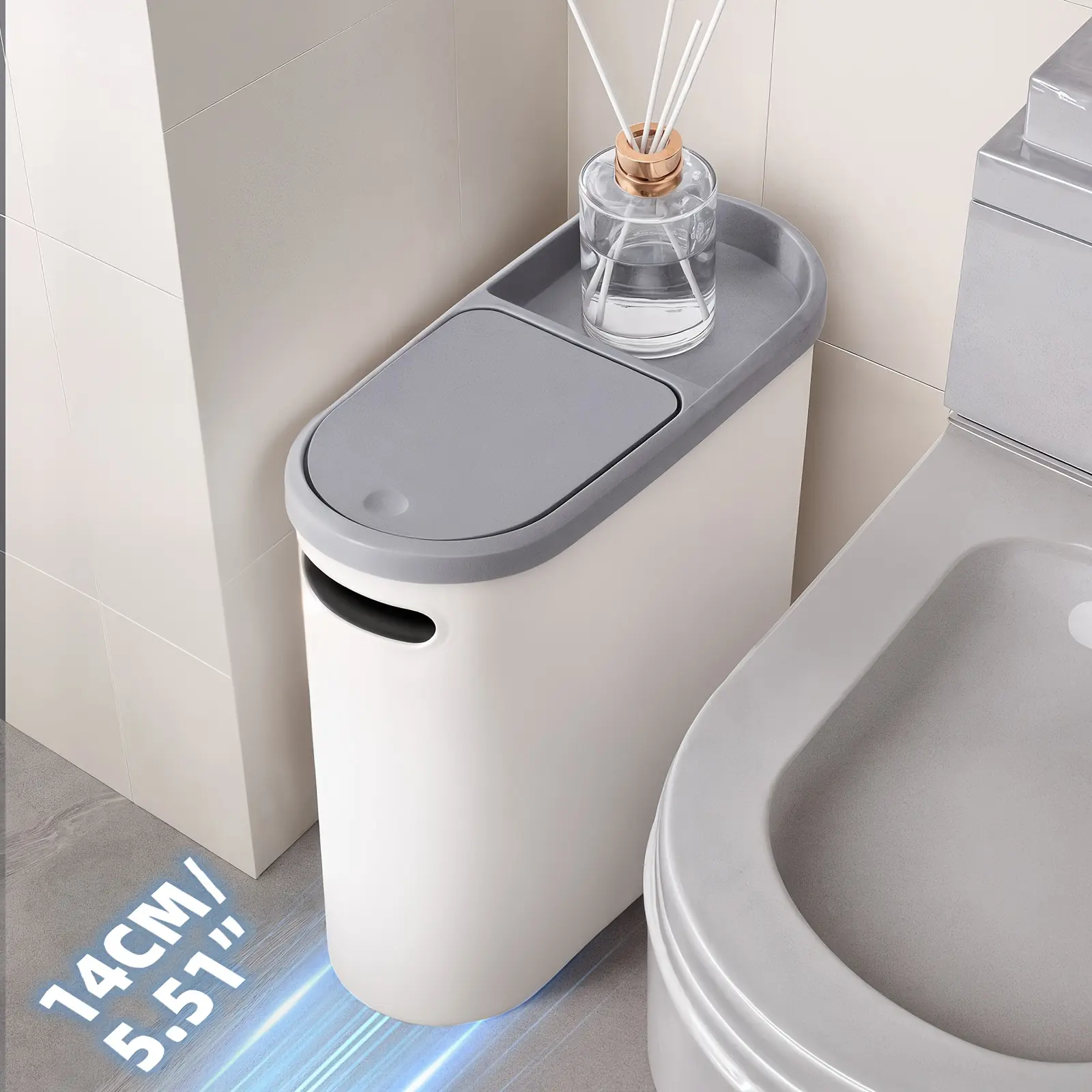 Bathroom Plastic Trash Can - 2/1 Piece Compact Durable Plastic Composite Bin with Built-in Handle, Easy to Clean, Rust-Proof, Space-Saver Design, Ideal for Small Areas Like Bathrooms, Laundry Rooms