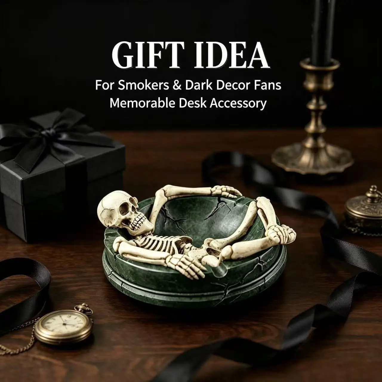 Creative Skull Resin Ashtray, Home Desktop Decorative Ornament, Halloween Craft Gift, Unique Personality Design, 1 Piece