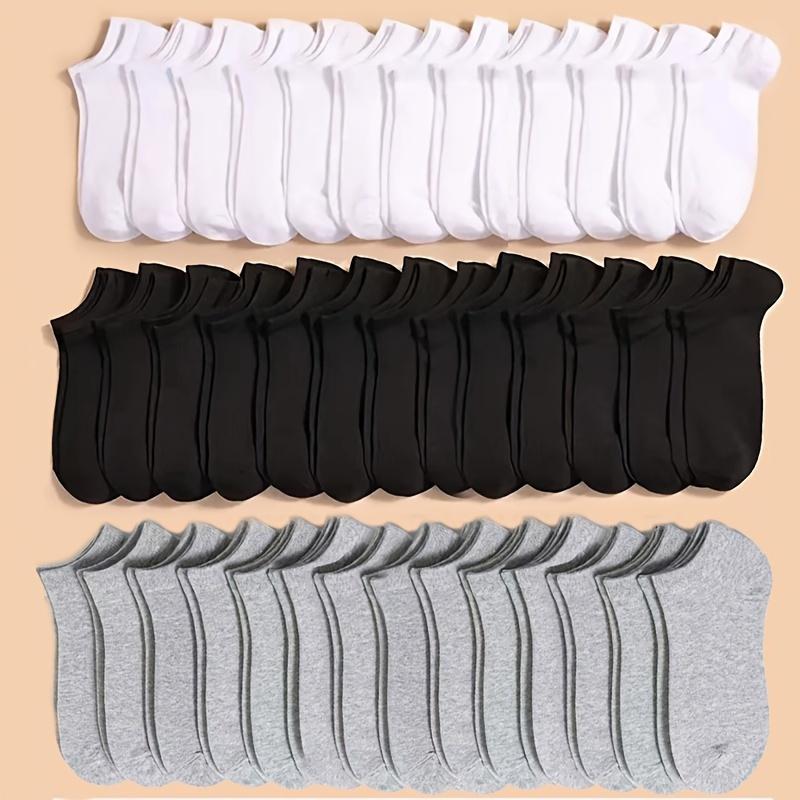 20/30/40/50 Pairs of Breathable and Comfortable Socks, Moisture Wicking, Lightweight and Soft, Suitable for Wearing All Seasons Minimalist Knitted Fabric Outfit Man