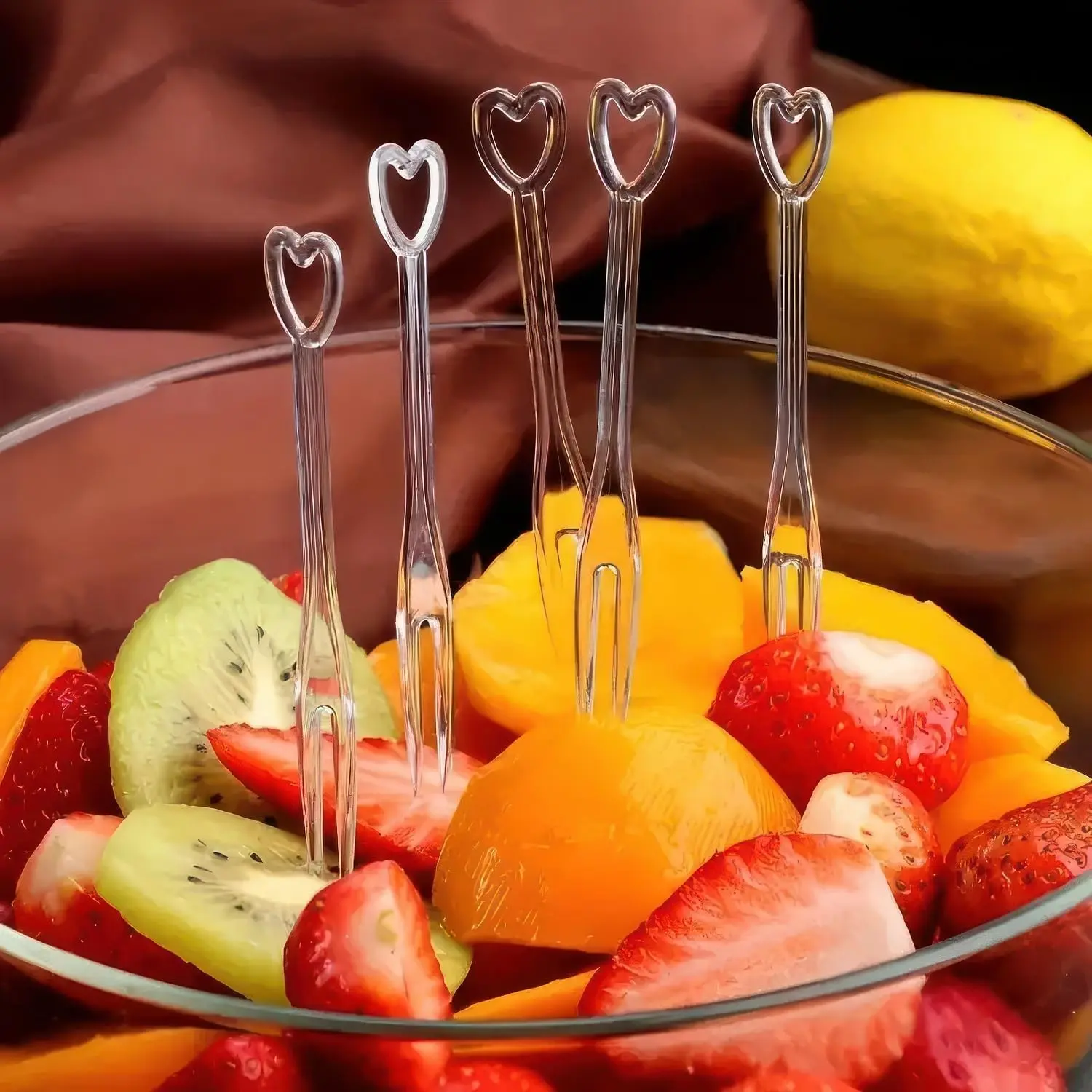 200Pcs Disposable Plastic Fruit Forks 3.4inch Mini Food Picks Double Prong Blunt-End Cocktail Forks for Appetizer Pastry Dessert