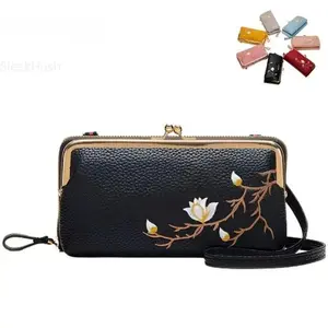 Women's PU Leather Oversized Crossbody Clutch Purse, 2025 New Floral Embossed Satchel with Detachable Hardware, Zip, Shoulder Strap, Handbag Shoulder Bag for Sports & Outdoor Use, Everyday Bag