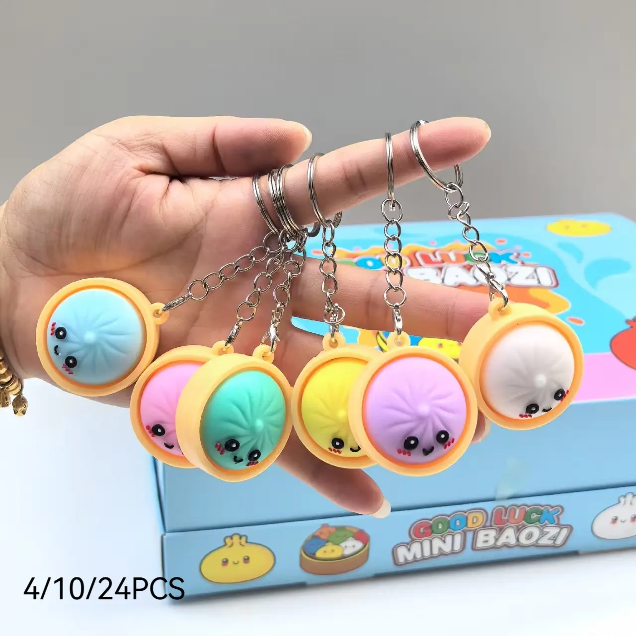 24-Piece Mini Baozi Keychain Blind Box, Aesthetic Keychain, Perfect for Bag Accessories, Car Keychains, Birthday Gifts, Party Gifts, Fun Collectibles
