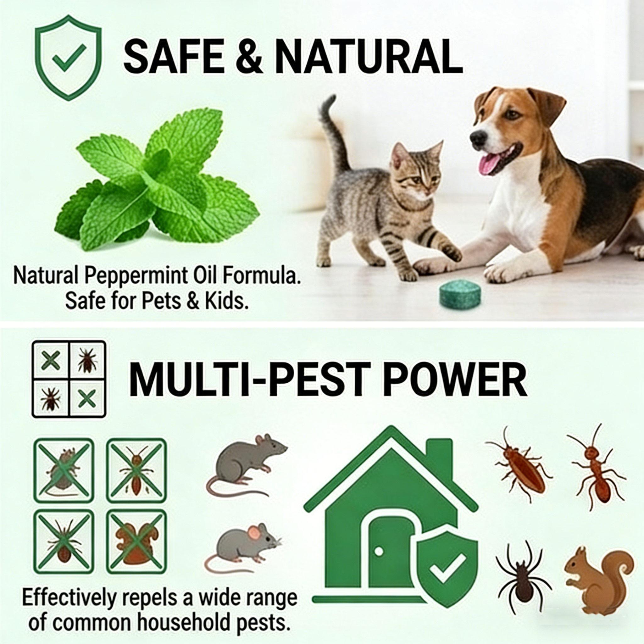 12 Pack Natural Rodent Repellent Balls with Peppermint & Lemon Oil, Long Lasting Scent Deterrent for Squirrels & Rats, Easy to Use for Indoor & Outdoor