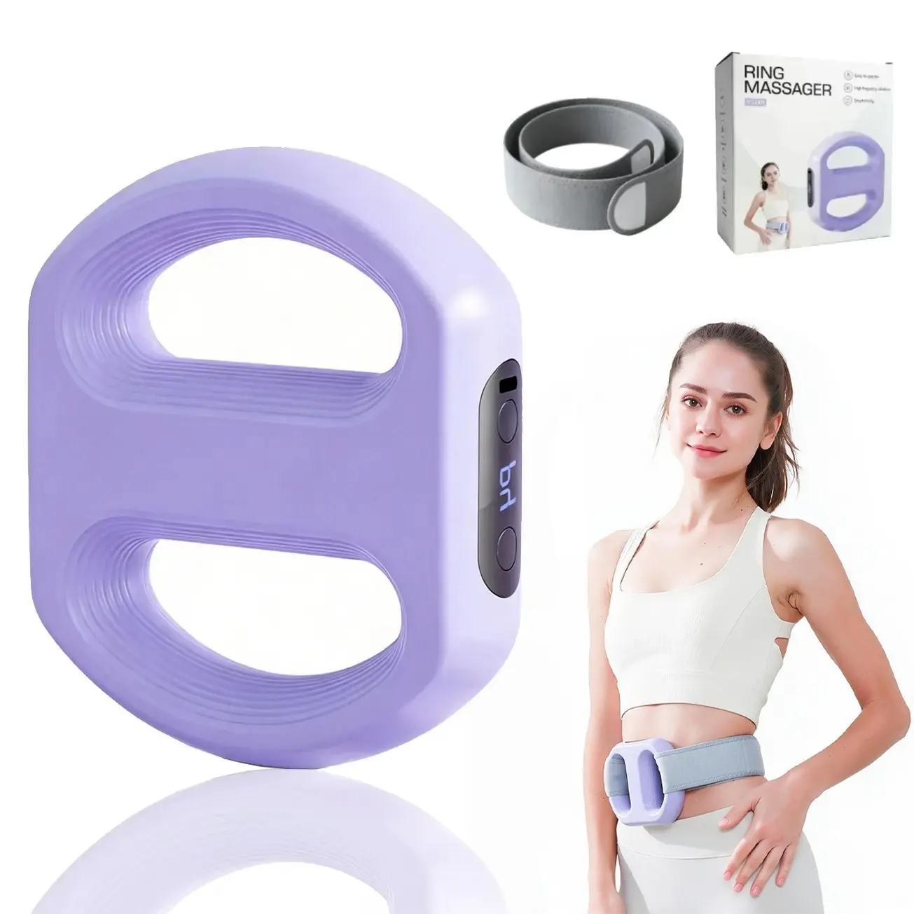 Multifunctional Cordless Fascial Ring Handheld Massager, Ergonomic Massage Device with Digital LCD Screen & Adjustable Vibration Modes, Portable Self Care Gadget for Gym Workout, Office Relax, Travel & Daily Home Body Massage