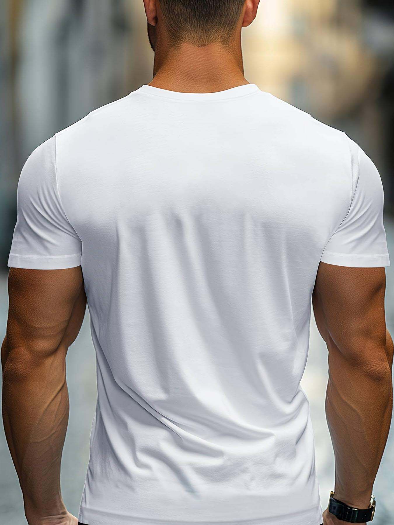 Men's Regular Fit Spartan Print Round Neck Tee, Casual Short Sleeve Crew Neck T-Shirt for Summer, Fashion Men's Top for Gym Workout Running Athletic Style Activewear Clothing