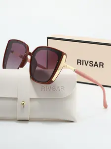Rivsar Fashion Polarized Women's Large Frame Sunglasses, Summer Outdoor Casual, Street Style, Travel, Beach, Daily Wear, Gift Box Packaging