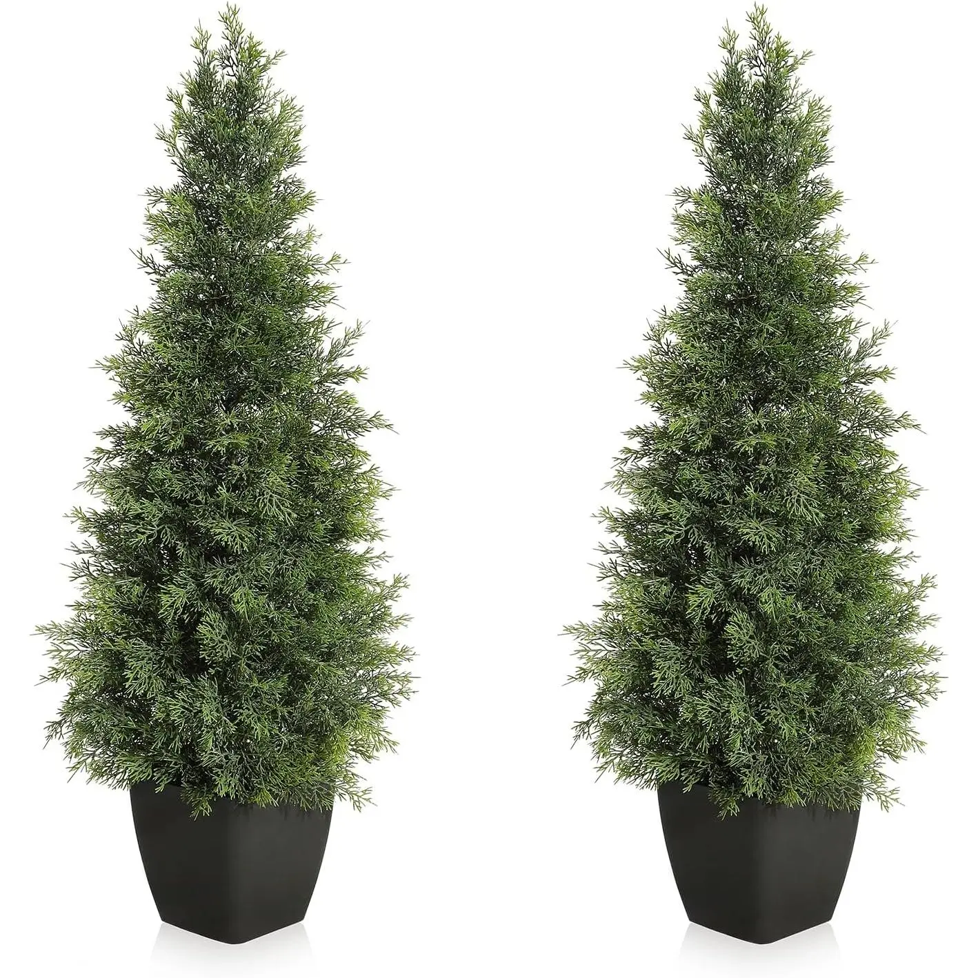2-Pack UV-Protected Faux Cedar Topiary – Artificial Bushes for Front Door, Indoor/Outdoor Home Decor, No Maintenance Needed