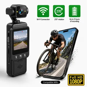 1080P Mini Vlogging Camera with 270° Rotating Lens, Pocket Digital Video Camera with Audio Recording, 4-5 Hour Battery Life, 32GB Card Included for Travel, Daily Vlogs and POV Videos