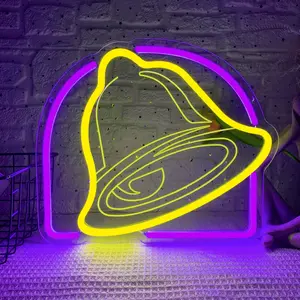 Mexican Burrito Neon Sign, Adjustable Light Bell Neon Lamp, USB Powered, Wall Decor for Kitchen, Coffee Bar, Birthday, Christmas Gift