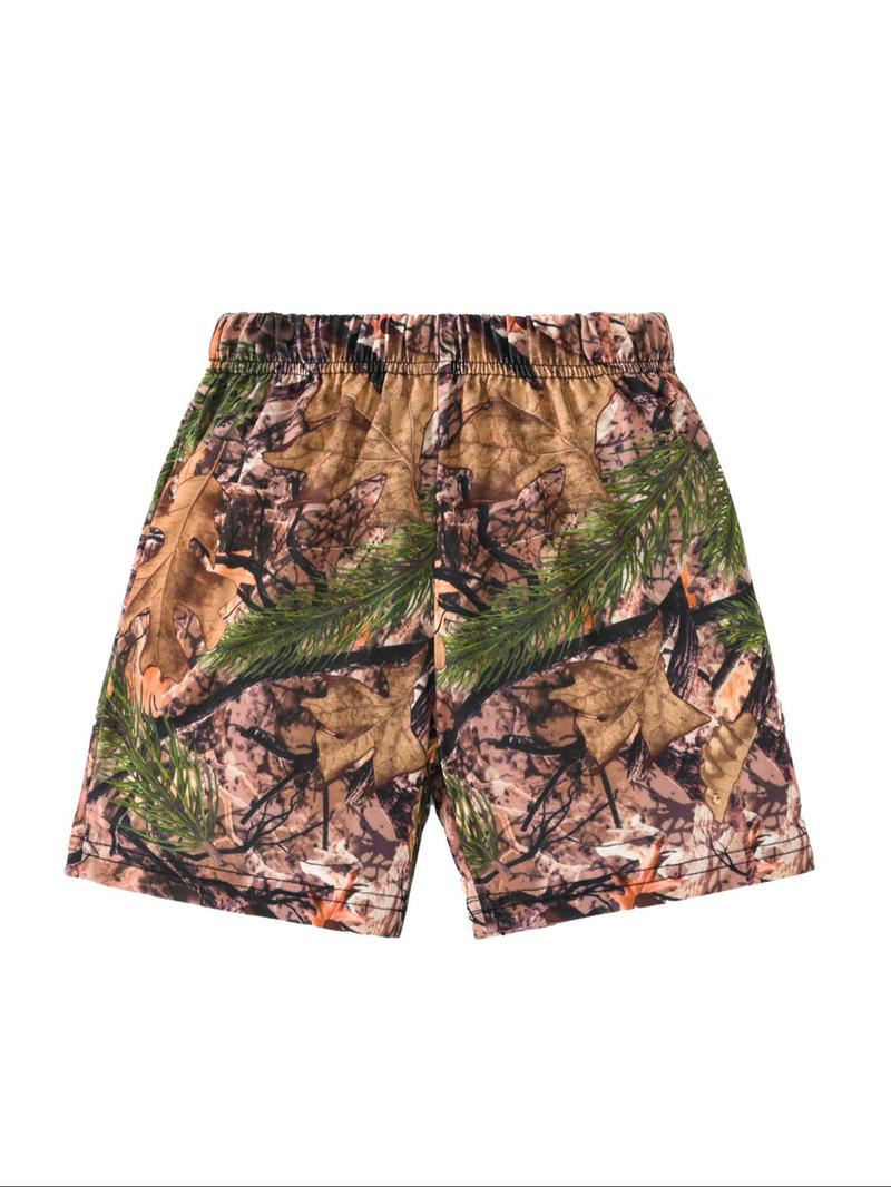 Boy's Ethnic Pattern Shorts, Casual Elastic Waist Beach Shorts for Summer, Kids Bottoms for Daily Wear