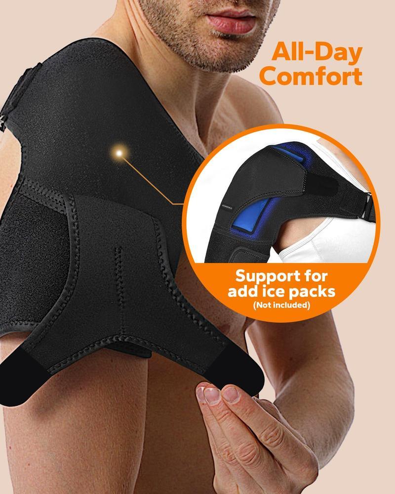 Shoulder Brace, Rotator Cuff Support Brace and Arm Sling for Pain Relief, Shoulder Compression Sleeve for Preventing Strains and Dislocation, Adjustable Fits Left and Right Arm, Men & Women Black Healthcare
