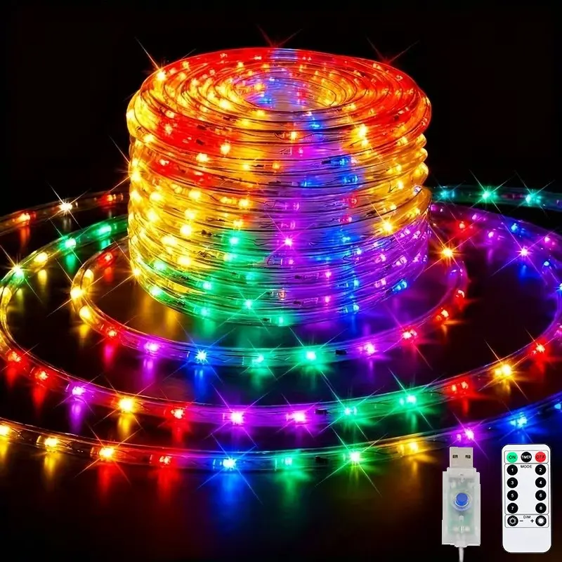 1PC Rope Lights for Outside ,8-Mode LED Tube Lights, IPX4 Garden Tree Party Decoration Rope Elf Lights, Bendable And Wrappable Decorations | Pool Steps, Corridors, Stair Railings, Courtyard Tree Stumps | Holiday Lighting Displays Christmas & Halloween