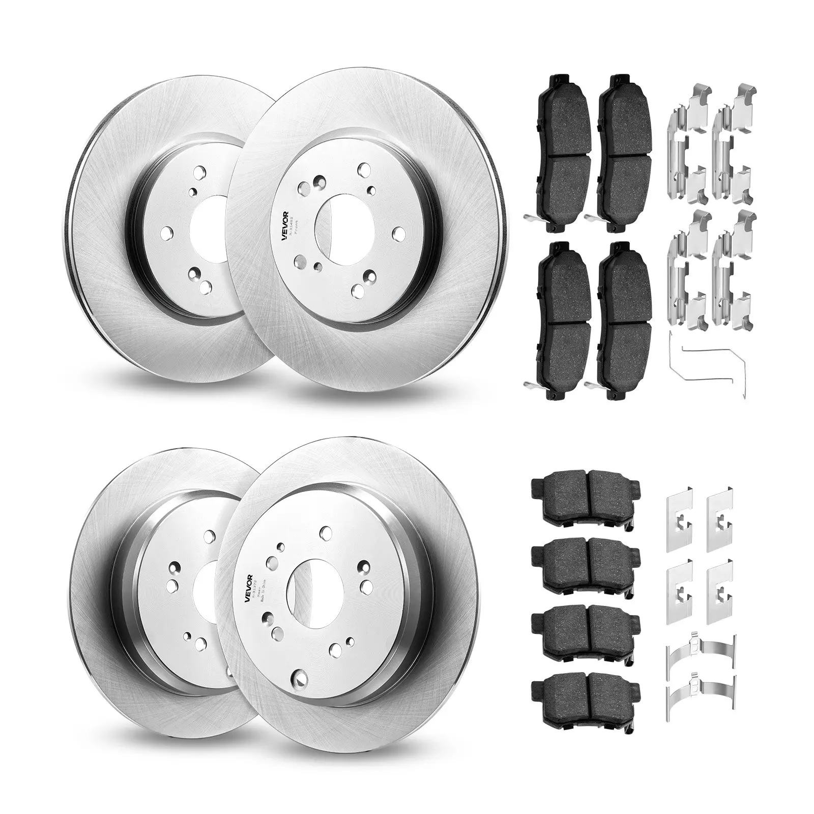 VEVOR Front Rear Ceramic Brake Kit, Compatible with 2012-2016 Honda CR-V (AWD Models), 12in Hollow Front Rotors, 12in Solid Rear Rotors, R-31455, Auto Brake Replacement Kit for Car Maintenance, Cr-V (Awd) (2012-2016)