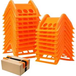 GJAHSH Flatbed Edge Protectors, 5.7" Sturdy V-Shaped Corner Guards, Reusable Orange Cargo Load Protectors with Strap Slots for Flatbed Trailers & Tie-Downs
