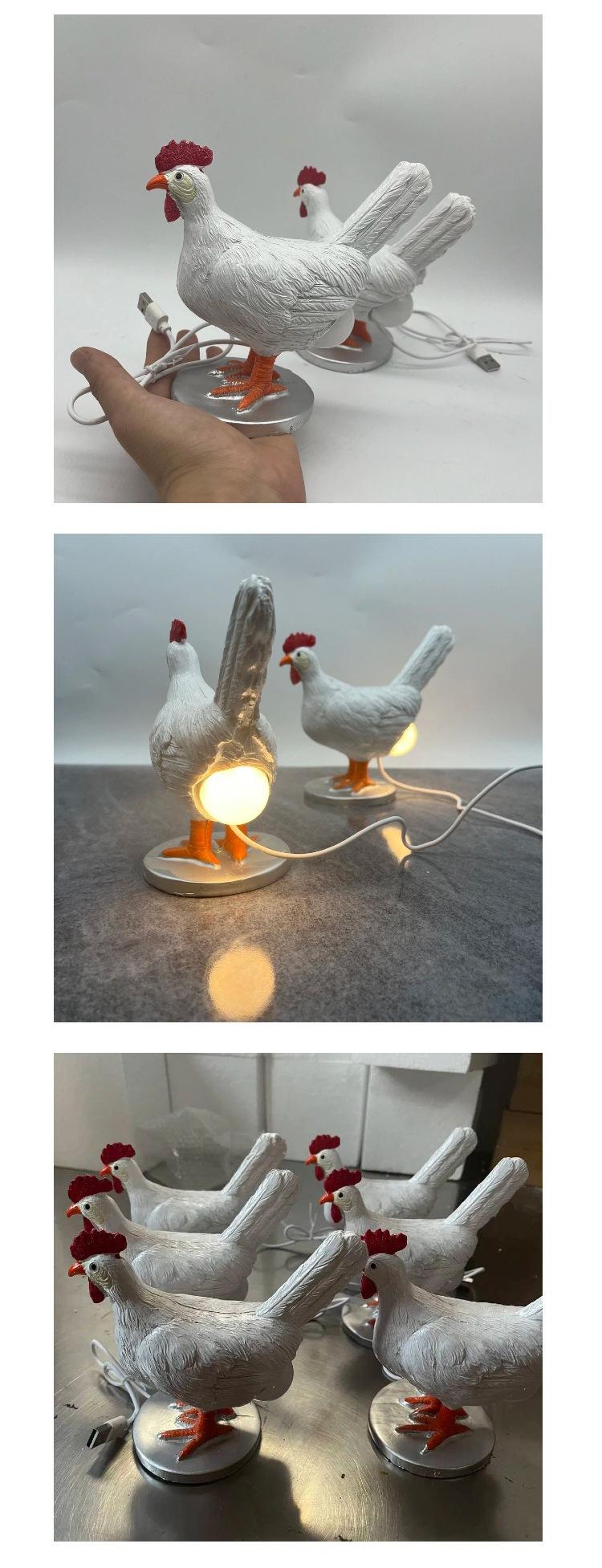 Night light resin simulation of a white laying hen decoration, a unique and novel bedroom home decor night light
