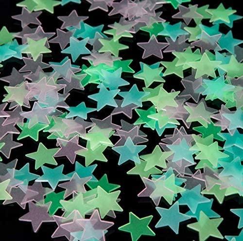 5PCS 3cm Multi-Color Stars Glow in The Dark Luminous Fluorescent Wall Stickers for Baby Kid's Nursery Room-Stars Plastic Luminous Wall Stickers for Bedroom Decoration Home Ceiling Wall
