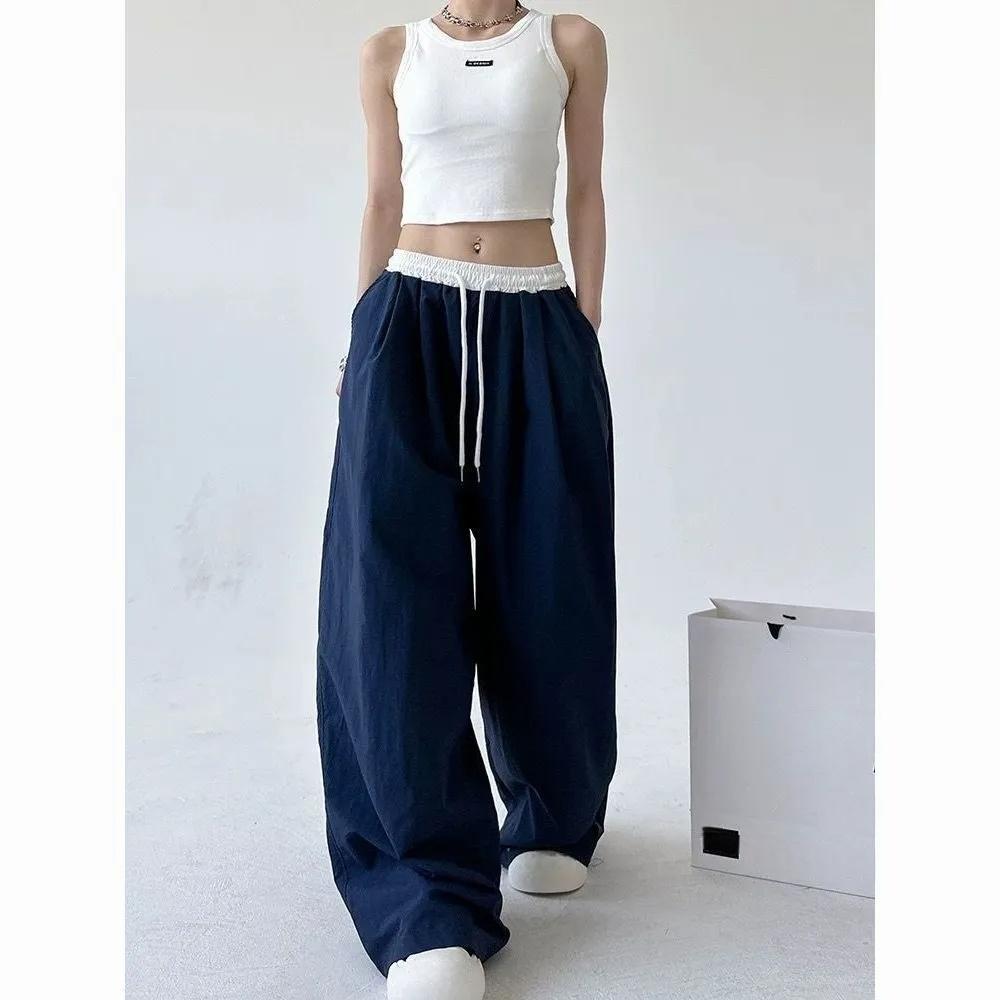 High Street Women's Wide Leg Pants Drawstring Y2K Gothic Hip Hop Lady's Cargo Pants Hotsweet Matching Female Trousers Summer New