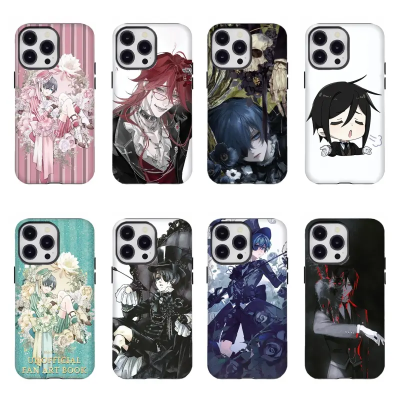 BBBlack BBButler Custom Polycarbonate Rubber Phone Case - Victorian Gothic Anime Aesthetic, Slim Fit Skinny, Impact Resistant Protection, Wireless Accessory Compatible for  iPhone 11-17 and for Samsung S21-S25, Ideal Gift for Her