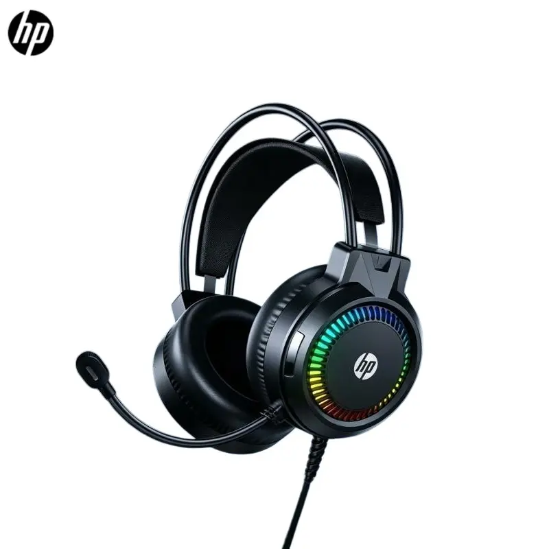 Hp H220 Wired Headset Headphones, 90hr Battery Life, Music Call Gaming, LED Lighting, Detachable Mic, USB & 3.5mm Connectors, Comfortable Fit