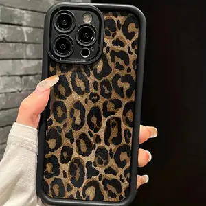 Leopard Print Pattern Case for iPhone 17 16 15 14promax, 13 12 11Plus ,17 Air ,X XS Shockproof Full Camera Protection Durable slim Silicone Cover Gifts for women men girls boys