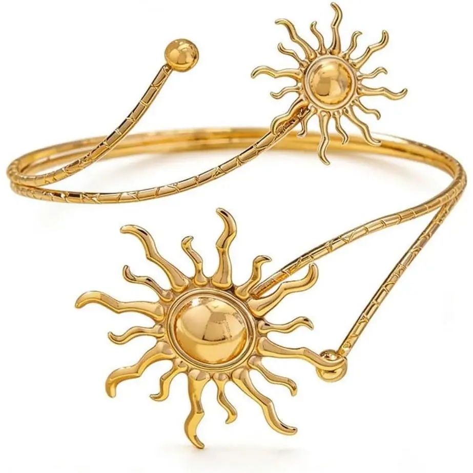 Upper Arm Cuff Bangle Bracelets Boho Minimalist Adjustable Butterfly Flower Sun Moon Coil Swirl Open Armband Bracelet for Women Summer Beach Wedding Party  Gifts